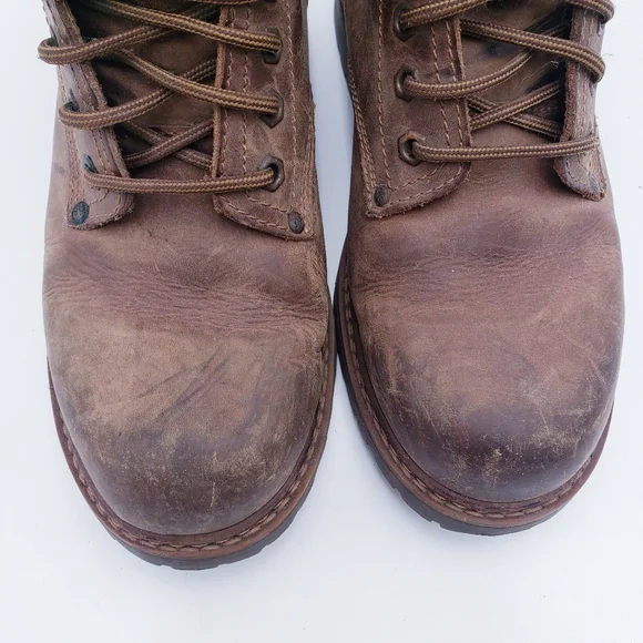 Vintage 90s Y2K American Eagle Combat Boots Brown Leather Lace Up Women's Size 9 - Picture 6 of 9